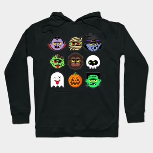 MONSTER FACES Halloween Emoji Shirt Skeleton Dracula Costume Hoodie